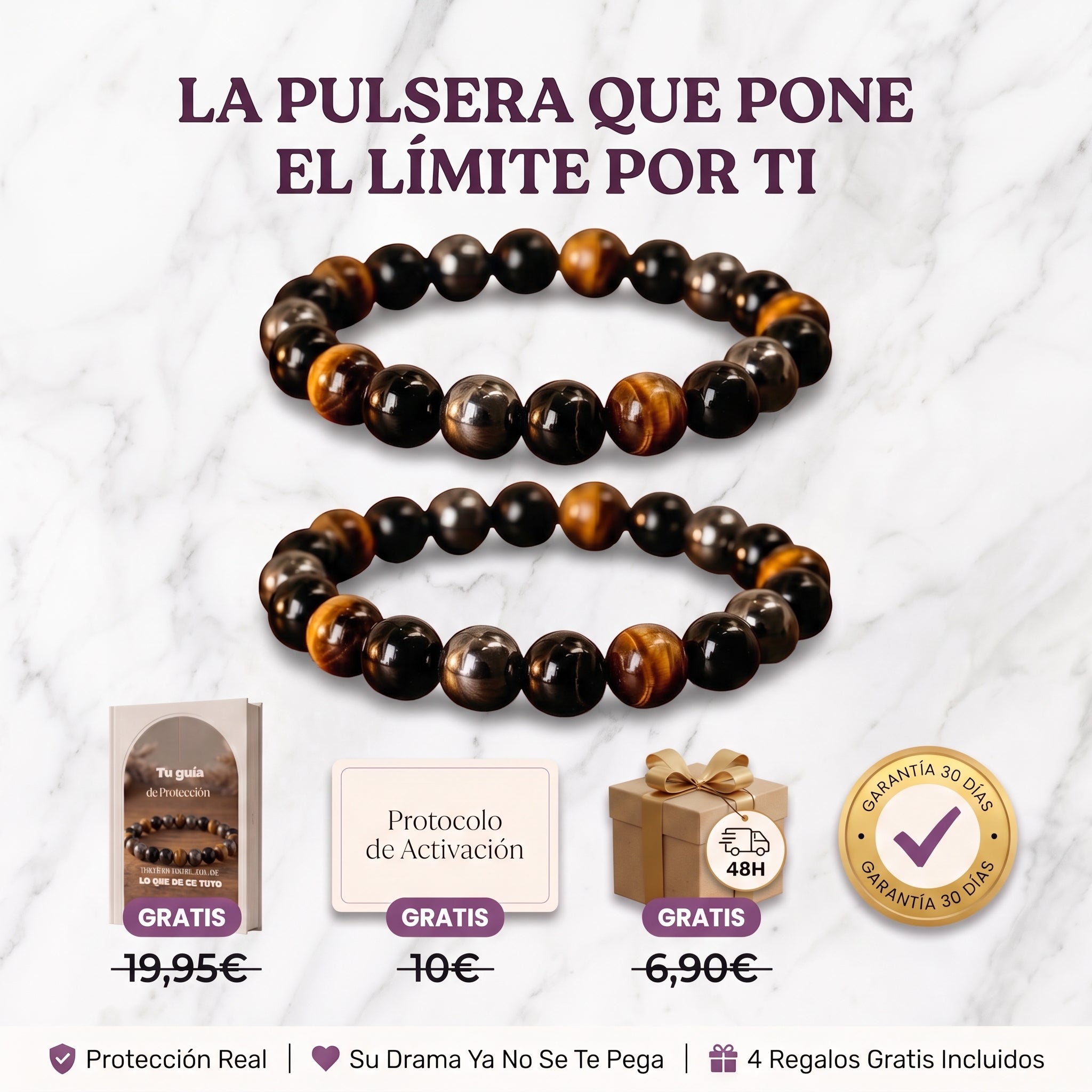 Pulsera  La Protectora - Triple Escudo (3 piedras)