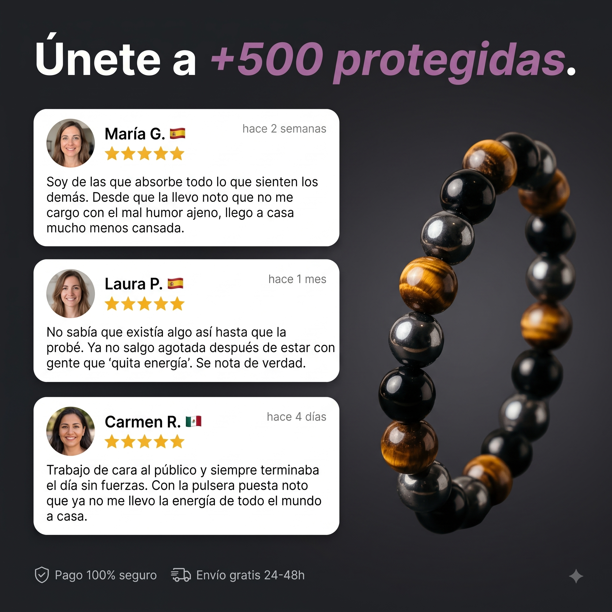 Pulsera  La Protectora - Triple Escudo (3 piedras)