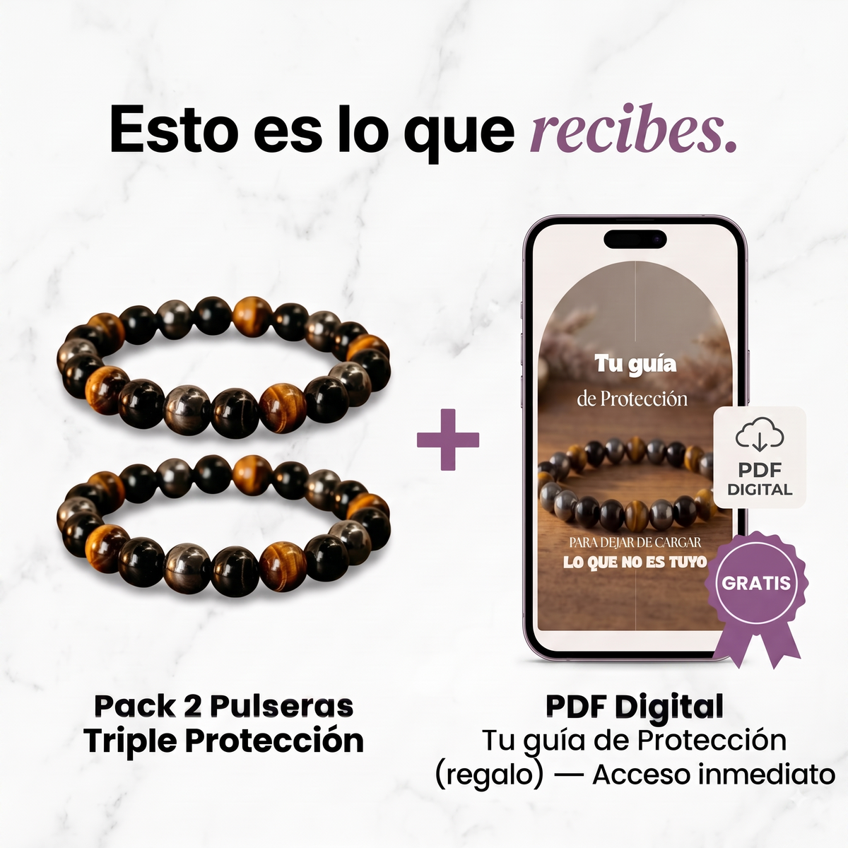 Pulsera  La Protectora - Triple Escudo (3 piedras)