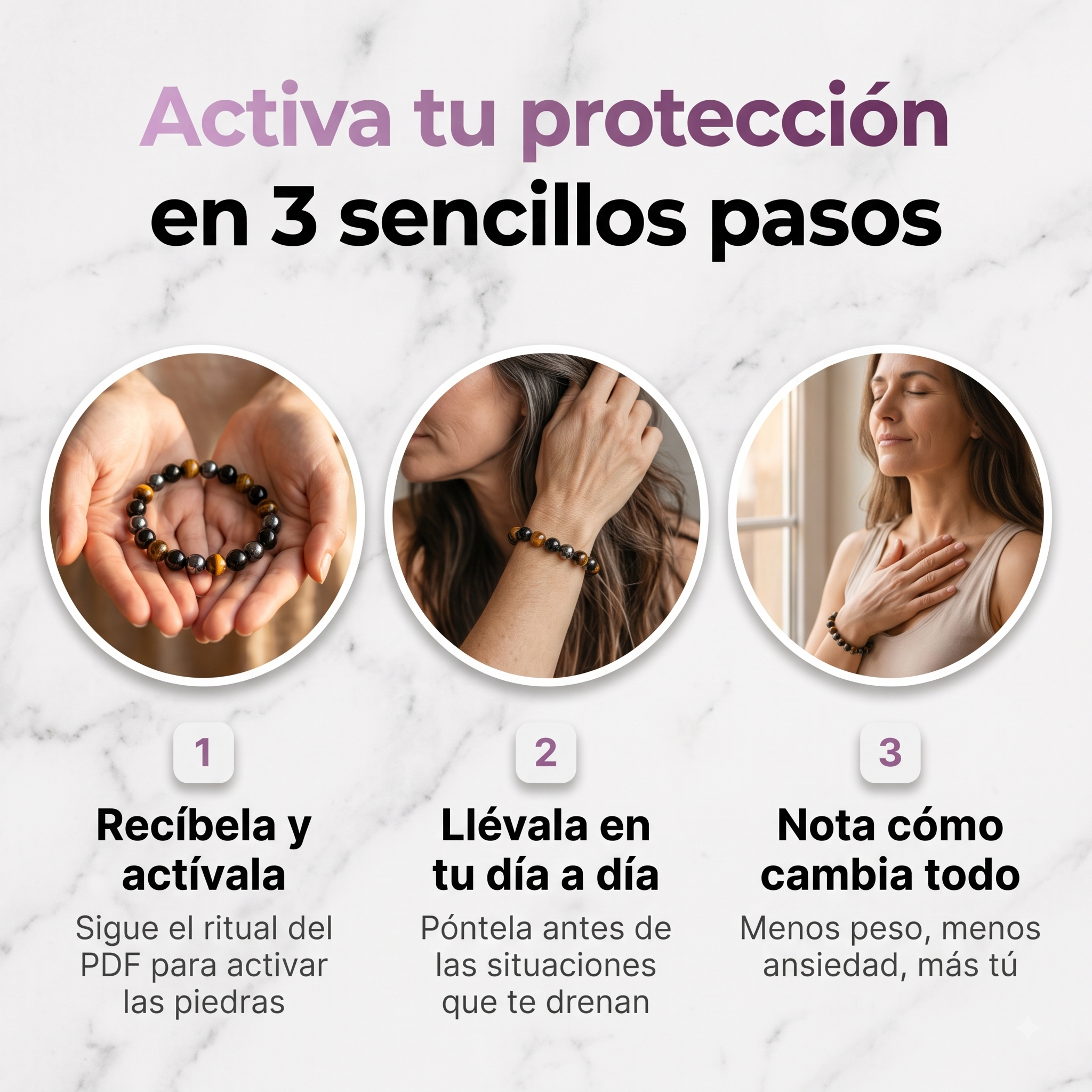 Pulsera  La Protectora - Triple Escudo (3 piedras)