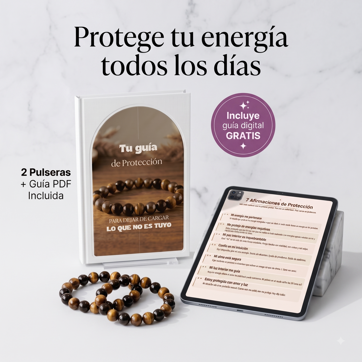 Pulsera  La Protectora - Triple Escudo (3 piedras)