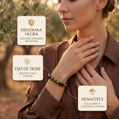 Pulsera  La Protectora - Triple Escudo (3 piedras)